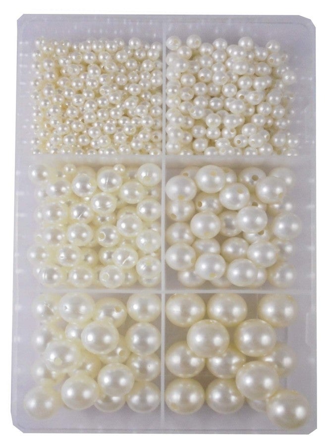eshoppee 200 gm Pearl Plastic Bead Set of 6 Shape Plastic Beads for Jewellery Making, Art and Crafts Work for Necklace Bracelet Earring Making DIY Kit (17) - Image 1